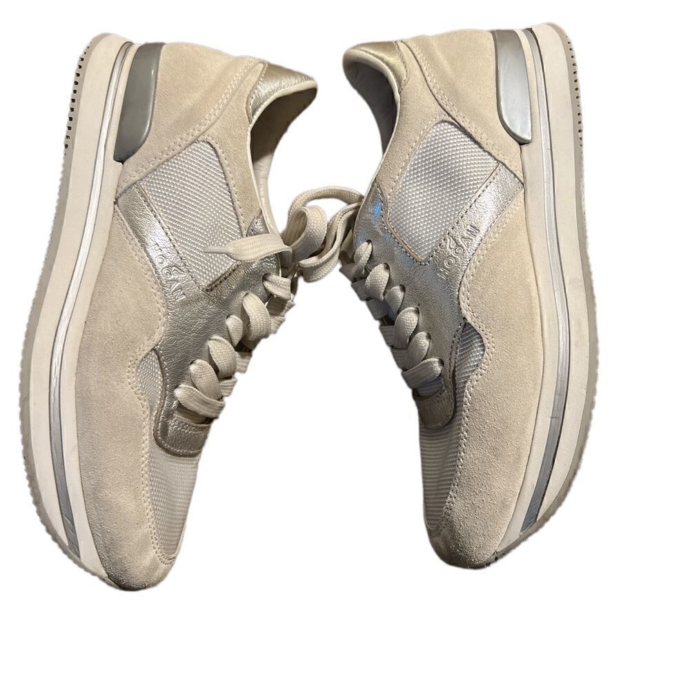 Hogan Silver Suede Sneakers- Size 38=8